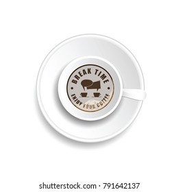 coffee cup drink with break time art illustration