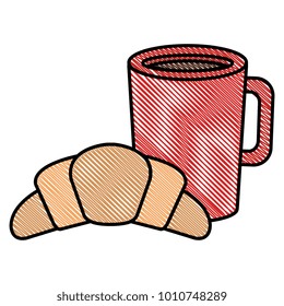 coffee cup drink with croissant