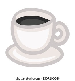 Coffee in a Cup. Drink Doodle Color Clip Art. Hand Drawn Design. Color Sketch