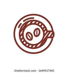 coffee cup drink with grains seeds line style icon vector illustration design