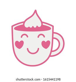 coffee cup drink kawaii character vector illustration design