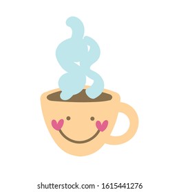 coffee cup drink kawaii character vector illustration design