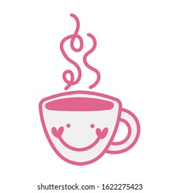 coffee cup drink kawaii character vector illustration design