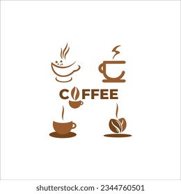 Coffee cup drink logo set vector icon design