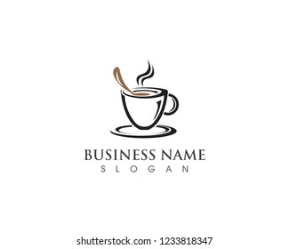 Coffee Cup drink  logo and vector icon design illustration
