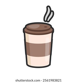 coffee cup drink in outline flat vector design.