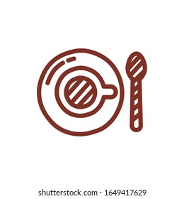 coffee cup drink with spoon line style icon vector illustration design