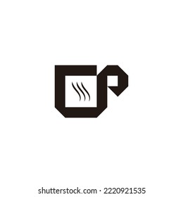coffee cup, drink, square geometric symbol simple logo vector