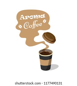 Coffee cup for drinks with plastic covers  to take-out. Mock up template for cafe, food delivery tuck, restaurant identity , vector illustration.