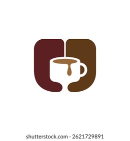 Taza de café con el logotipo del goteo en tonos marrones, símbolo moderno del café