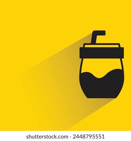 coffee cup with drop shadow on yellow background