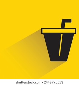 coffee cup with drop shadow on yellow background