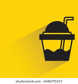 coffee cup with drop shadow on yellow background