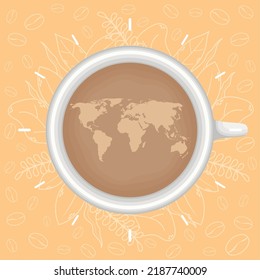 coffee cup with earth map poster