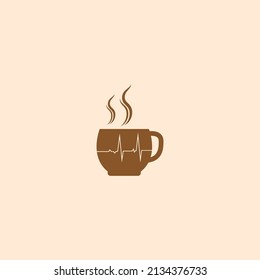 Coffee cup with ECG lines illustration design suitable for shirts, wall art, accessories, hats, stickers, phone cases and frames.