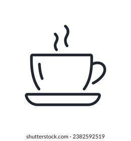 Icono de contorno de trazo editable de la taza de café aislado en la ilustración plana del vector de fondo blanco. Pixel perfecto. 64 x 64.