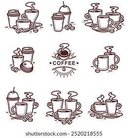 Coffee cup elements set. Collection icon coffee. Vector 