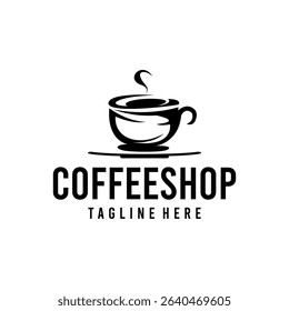 Coffee cup emblem logo, for cafe, delicious hot drinks, cup symbol