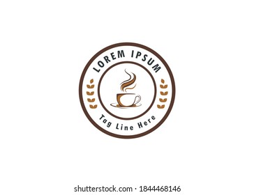 Coffee Cup Emblem Logo Design Inspiration. for Tea and Coffee Shop Vector Template. Illustration of a Smoky Cup.