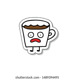 coffee cup emoji doodle icon, vector illustration