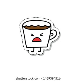 coffee cup emoji doodle icon, vector illustration