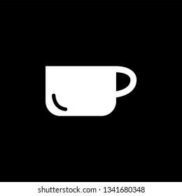 Coffee Cup Empty Icon On Black Background. Black Flat Style Vector Illustration.