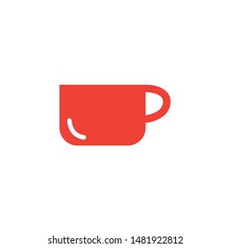 Coffee Cup Empty Red Icon On White Background. Red Flat Style Vector Illustration.