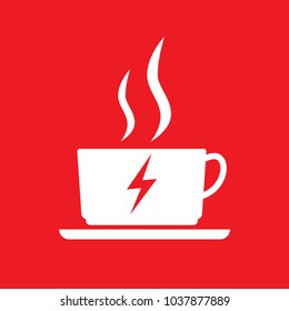 coffee cup energy vector illustration with red background