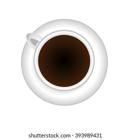 Coffee cup. Espresso top view on white background