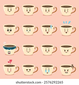 A coffee cup expression set