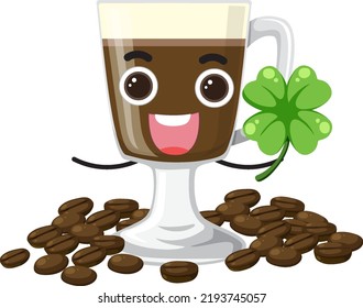 Coffee cup with face expression illustration