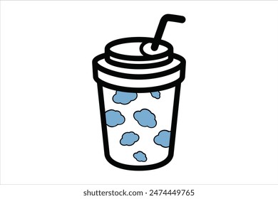A coffee cup filled with cloud ice classy vector art illustration