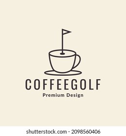 coffee cup with flag golf logo design vector graphic symbol icon sign illustration creative idea