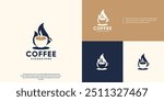 coffee cup and flames logo, combination shape, coffee shop, vector graphic design.