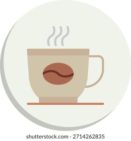 Icono de estilo de círculo plano de taza de café