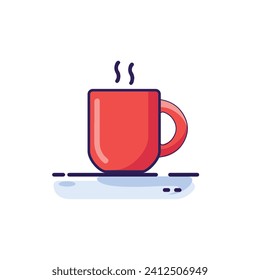 Icono de color plano de la taza de café sobre fondo blanco. Ilustración vectorial del café