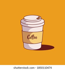 Coffee cup flat design Vector Icon Illustration. Coffee theme Icon Concept Premium Vector isolated