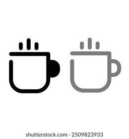 Icono plano de la taza de café, ícono de la taza de té del Vector de la línea audaz