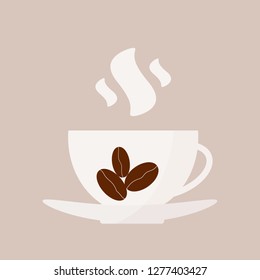 Coffee cup flat icon. Great design template for coffee shops, bakeries, cafes and restaurants. Logo vector illustration.