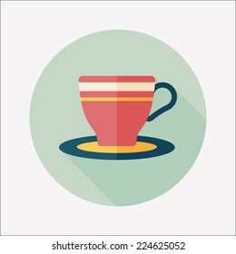 coffee cup flat icon with long shadow,eps10