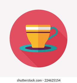 coffee cup flat icon with long shadow,eps10