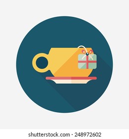 coffee cup flat icon with long shadow,eps10