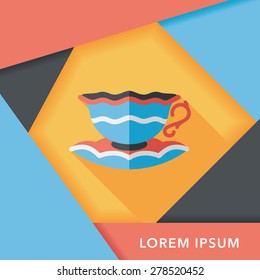 coffee cup flat icon with long shadow,eps10