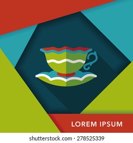 coffee cup flat icon with long shadow,eps10