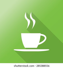 coffee cup flat icon with long shadow. 
