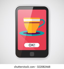 coffee cup flat icon with long shadow,eps10