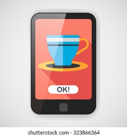 coffee cup flat icon with long shadow,eps10