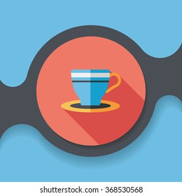 coffee cup flat icon with long shadow,eps10