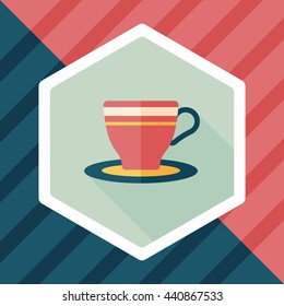 coffee cup flat icon with long shadow,eps10