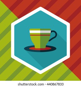 coffee cup flat icon with long shadow,eps10